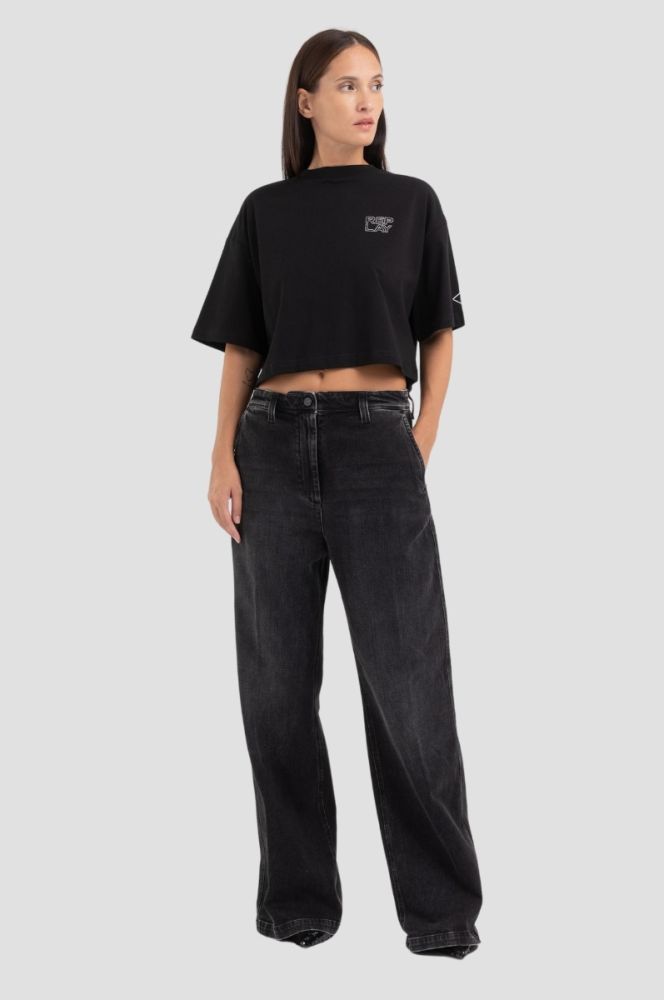 CROPPED COTTON JERSEY TEE