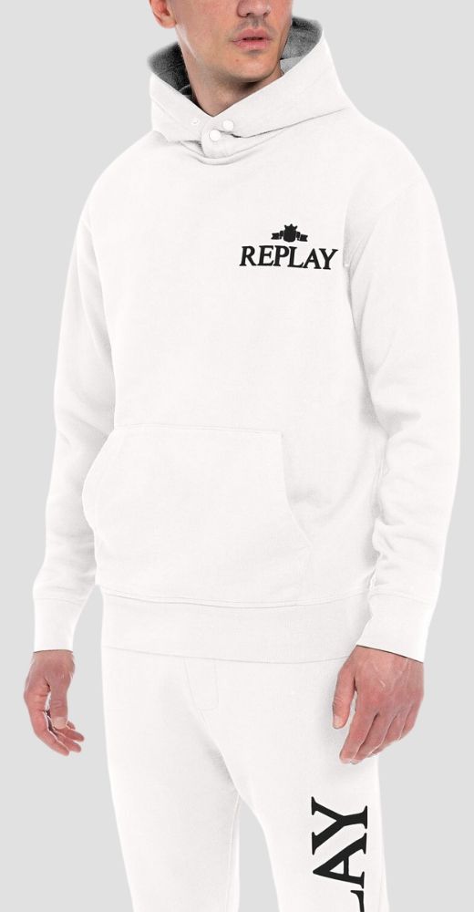 ARCHIVE LOGO HOODIE WITH BUTTON COLLAR