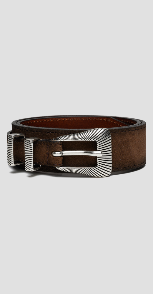 SUEDE WITH RIDGED BUCKLE BELT