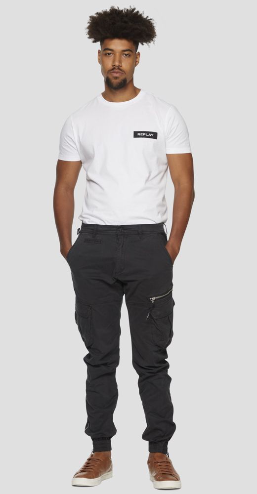 GARMENT-DYED COTTON TAPERED FIT CARGO PANTS