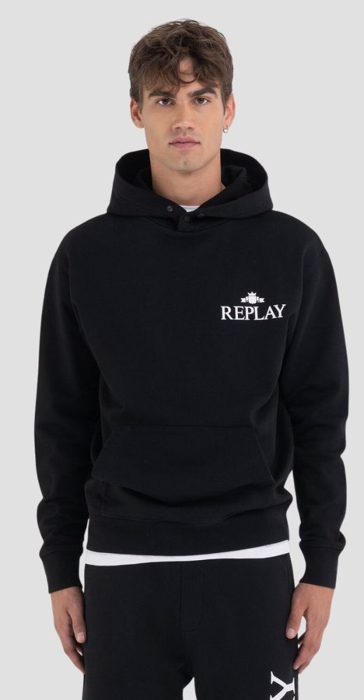 ARCHIVE LOGO HOODIE WITH BUTTON COLLAR
