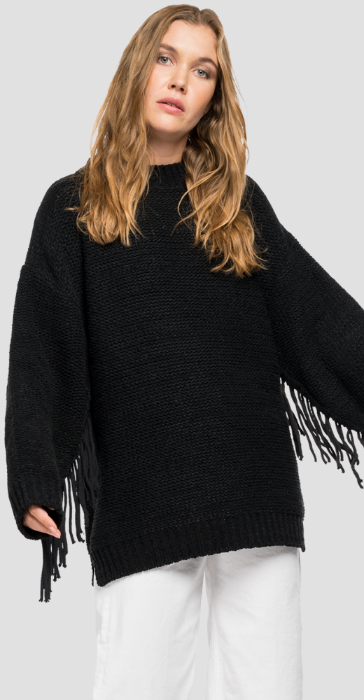 CREWNECK SWEATER WITH FRINGES